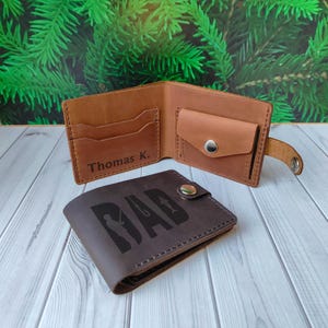 Cartera de cuero para papá, Cartera plegable con monedero, Carteras grabadas para papá, Cartera para papá de hija, Cartera plegable para hombre
