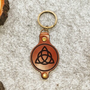 Porte-clés triquetra en cuir fait main : porte-clés noeud celtique