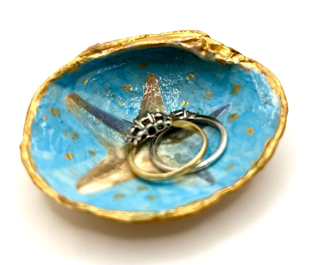 Handcrafted Decoupage Clam Shell Ring Dish: Beach House Decor - Etsy