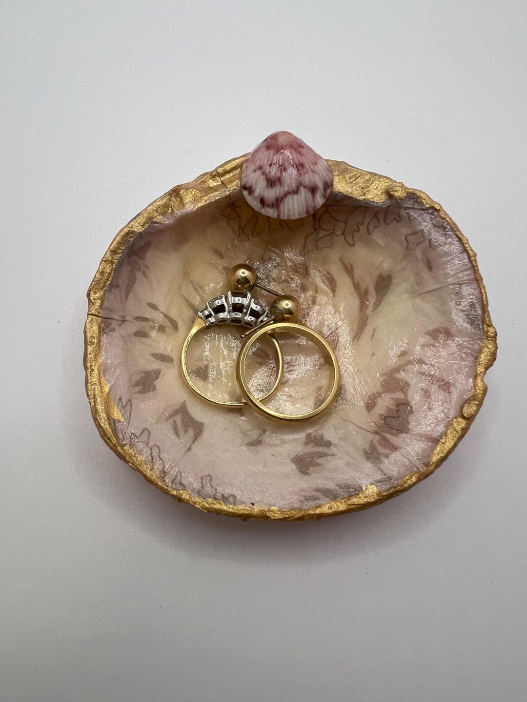 Handcrafted Decoupage Clam Shell Ring Dish, 3