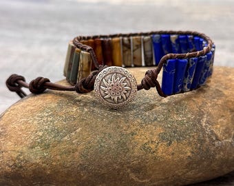 Jasper Bracelet, Adjustable Wristband Bracelet, Natural Stone Tibetan-Style Beaded Bracelet, Handmade Jewelry, Yoga Jewelry