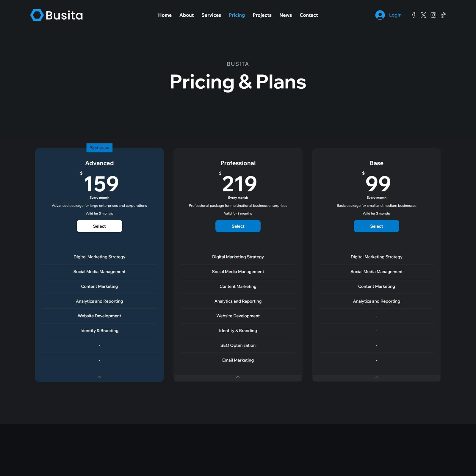 Wix Studio Template for Corporate, Business & Saas | Dark Mode Website ...