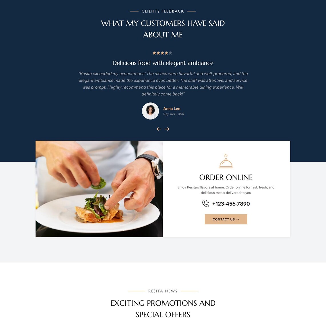 Wix Template for Restaurant, Bar and Coffee Shop Luxury Web Design