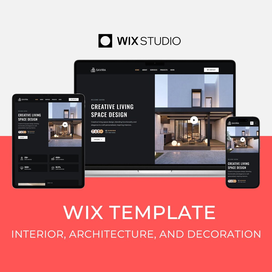 Wix Studio Template for Interior & Architecture | Dark Mode Website ...