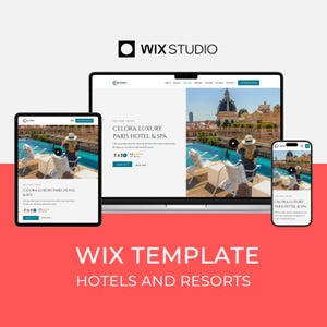 Wix template for hotel, resort, homestay landing page website | Modern web design, Celora website template, built on Wix Studio by Bithemer