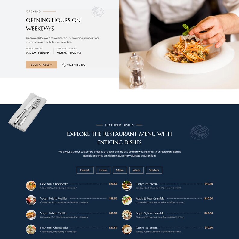 Wix Template for Restaurant, Bar and Coffee Shop Luxury Web Design