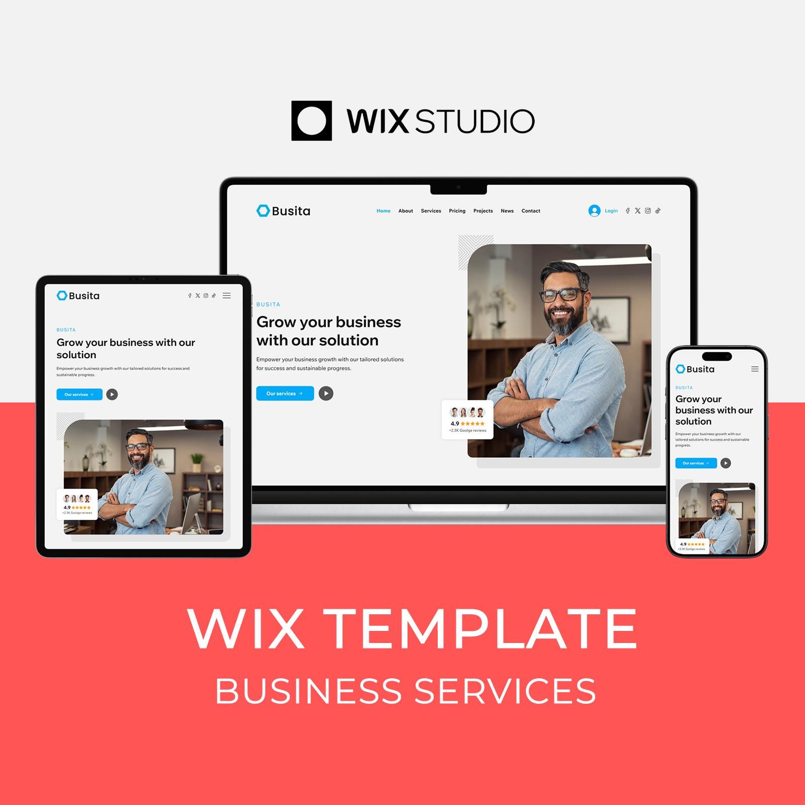 Template Wix pour entreprises et services aux entreprises | Conception Web moderne et haut de gamme |  Site Web Busita créé par Bithemer sur Wix Studio