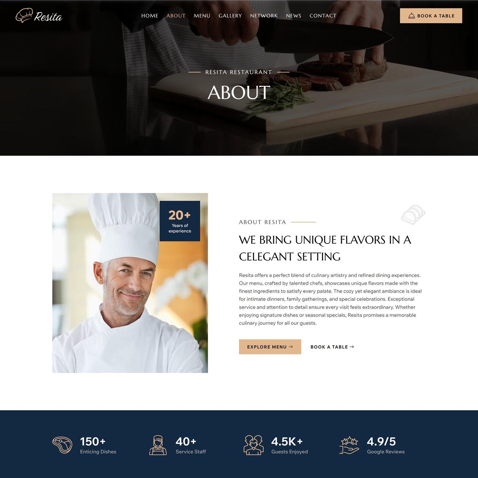 Wix Template for Restaurant, Bar and Coffee Shop Luxury Web Design