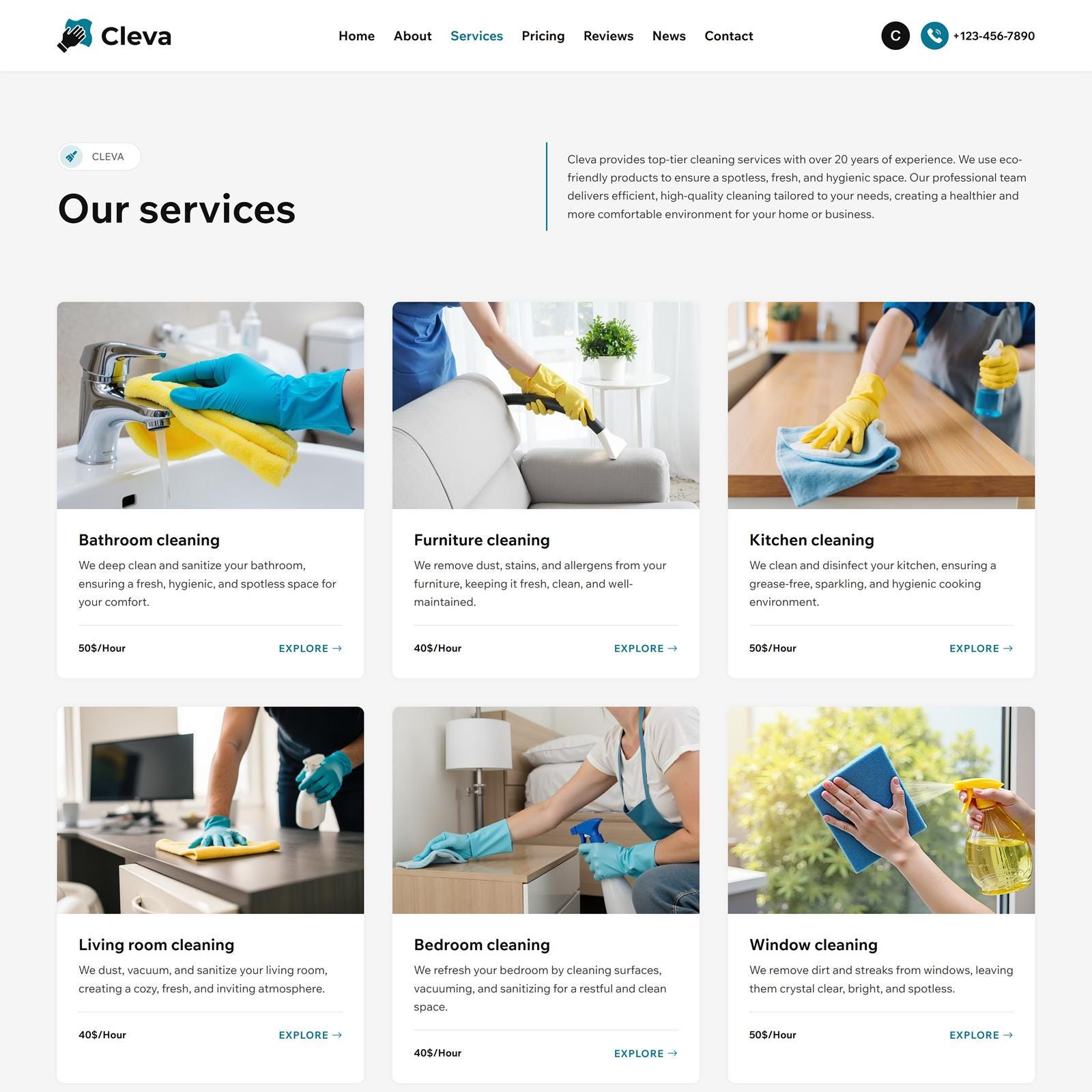 Wix Template for Cleaning Services, Houseworks, Household Chores ...