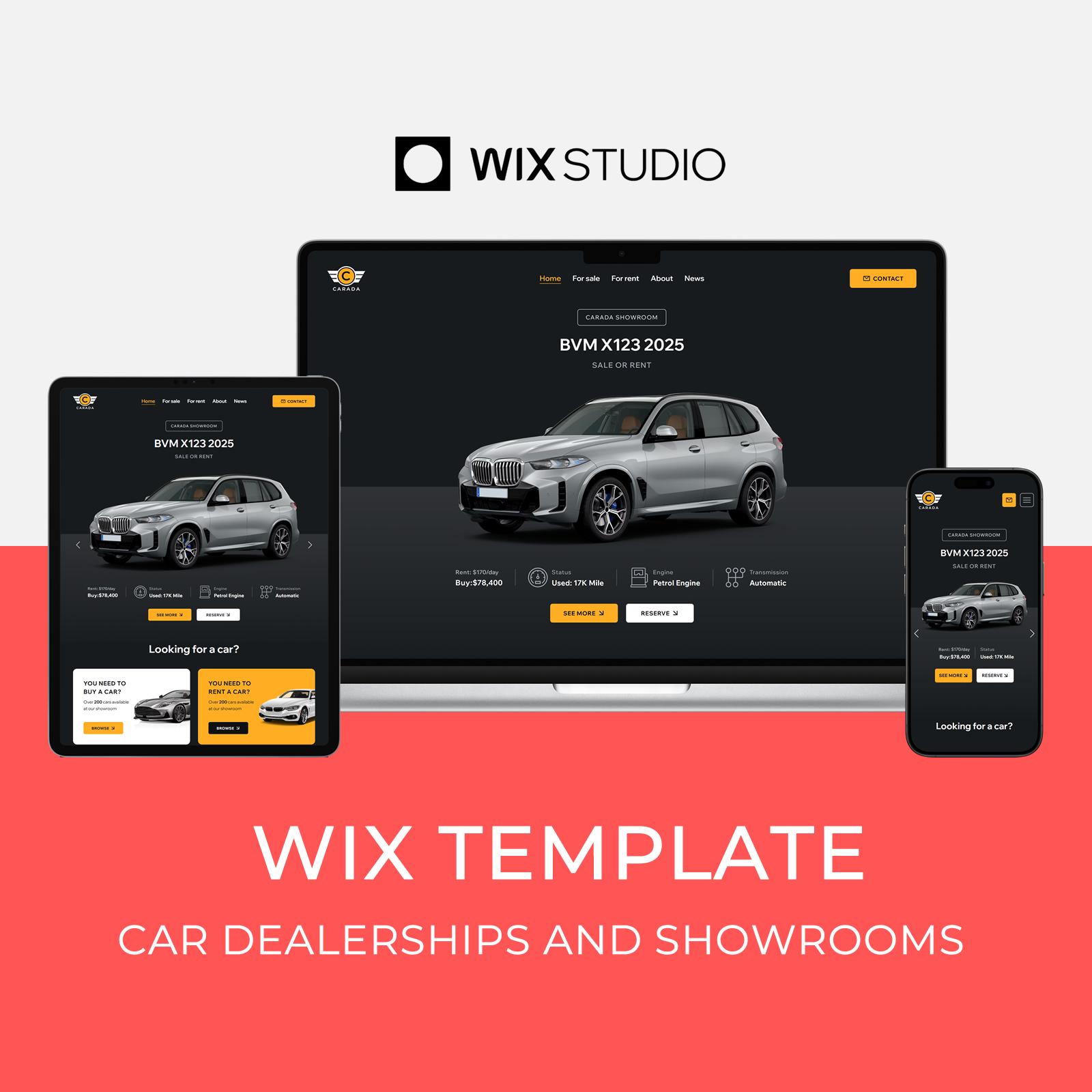 Wix Template for Car Dealership & Auto Showroom | Car Sales/rental ...