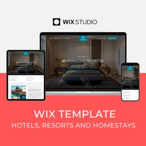 Wix template for hotel/resort or homestay/hostel website, modern/luxury web design, Marina website template, built on Wix Studio by Bithemer