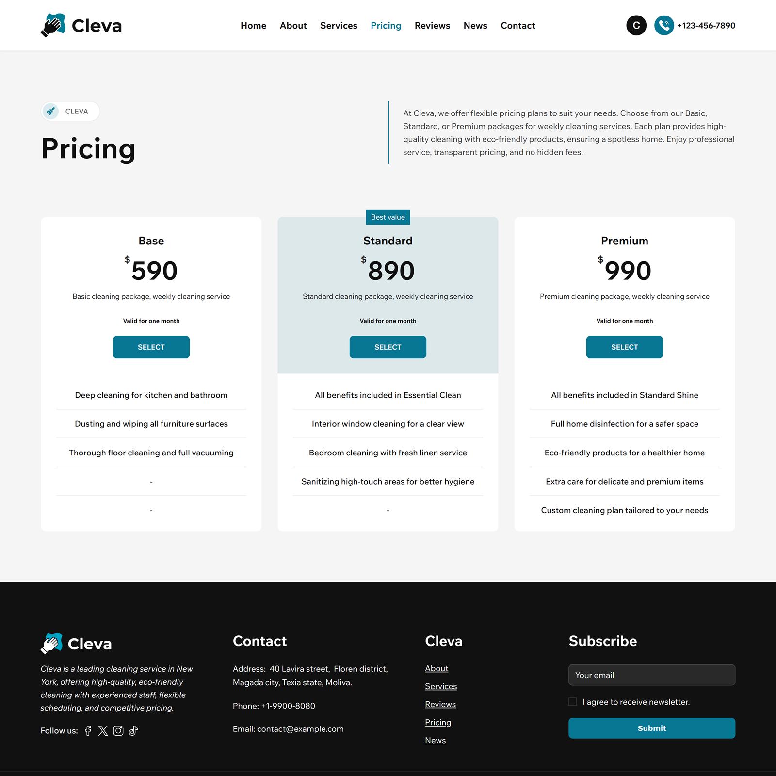 Wix Template for Cleaning Services, Houseworks, Household Chores ...