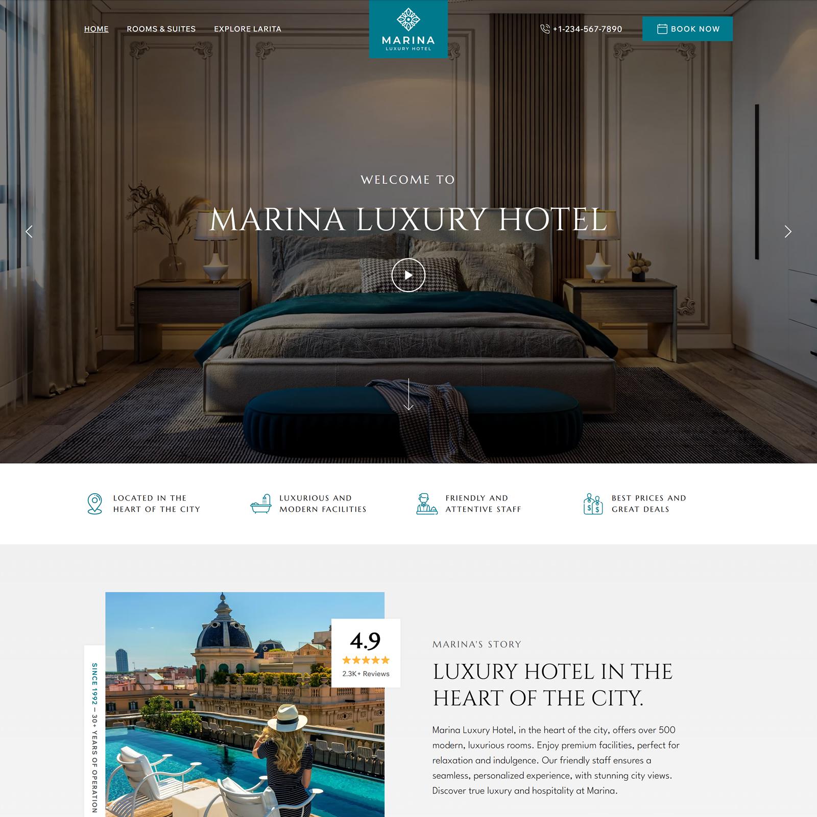 Wix Studio Template for Hotel & Resort | Booking Website | Marina by ...