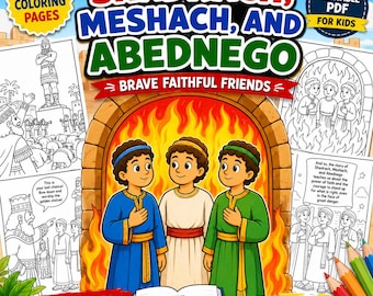 Sadrak, Mesak, Abednego målarbok, berättelse från Gamla testamentet, kristen aktivitet (PDF)