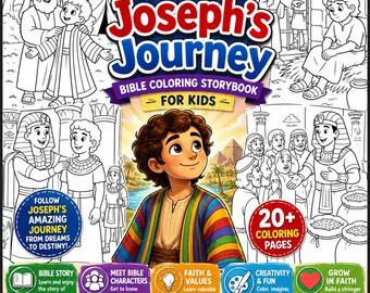 Josefs resa Bibelmålarbok | Kristen aktivitet för barn (PDF-nedladdning)