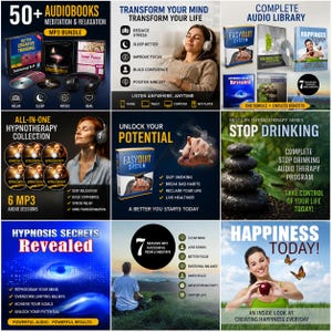Relaxation and mindfulness audio books for stress relief, deep sleep, focus improvement, and calming meditation routines in MP3 format.
Guided meditation MP3 collection with relaxation audio, positive mindset 
sessions, hypnosis recordings, and peaceful listening experiences.
Large meditation and relaxation audio bundle including hypnosis MP3, mindfulness audiobooks, and stress relief listening collection.
hypnosis audio
subliminal mp3
inner peace
healing frequency
positive mindset