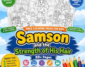 Samson Bibelberättelse Målarbilder, Gamla testamentet Barnaktivitet (PDF-nedladdning