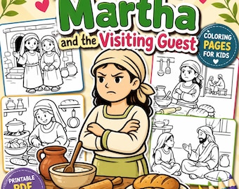 Marta och gästen Bibelberättelser Målarbilder för barn (PDF-nedladdning)