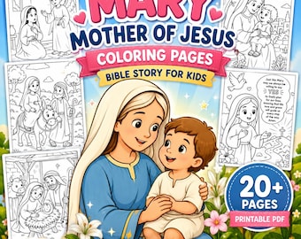 Maria, Jesu mor, målarbilder | Bibelberättelseaktivitet för barn (utskrivbar PDF)