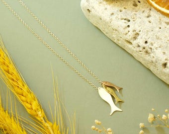 Handmade Sterling Silver 3 Fish Necklace: Ocean Pendant