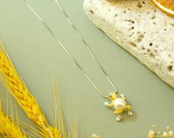 Handmade Sterling Silver Frog Pendant Necklace: Birthstone Jewelry