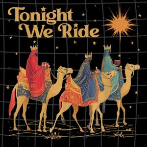 Ikväll rider vi med de tre vise männen, julkrubba png, rolig jul png, julkrubba, jultröja png, religiös jul, digital