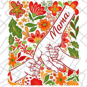 Hands Boho Floral Mom/ Grandma and Childs Png , Mother's Day Mama Png, Hand Kids, Gift Best Mom Ever