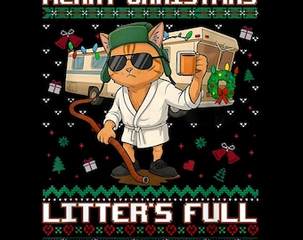 Litter's Full Christmas Vacation Parody Cat Png Digital Download