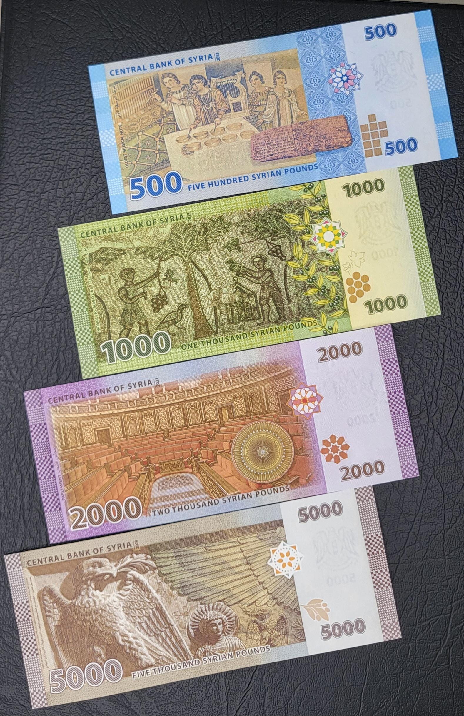 Full Set Syria 50, 100, 200, 500, 1000, 2000, and 5000 Lira Syria Syrian  Pounds Uncirculated UNC (seven Notes) - Etsy