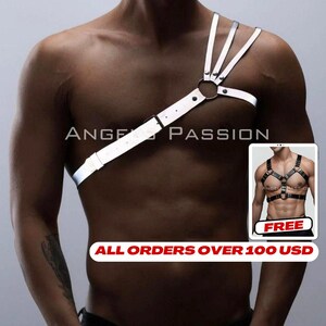 Glow in the Dark, Reflective Men Harness, Chest Harness Men, Bulldog Harness, Gay Harness, Leather Accessories, Rave Harness. Gay Reflective