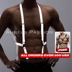 Reflective Chest Harness for Mens, Bulldog Design, Glow in the Dark Leather Harness for Raves, Reflective Gay Harness, Reflective Clubwear