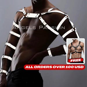 Reflective Chest Harness Men, Bulldog Harness, Gay Leather Accessories, Glow in the Dark Rave Harness, Gay Clubwear, Men Leather Harness
