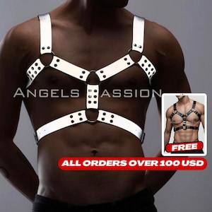 Men Bulldog Harness, Reflective Men Harness, Gay Chest Harness, Gay Reflective Harness, Leather Accessories, Glow in the Dark, Rave Harness