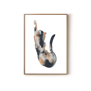 Calico Cat Water Color Hand paint Digital File, Animal picture,Fancy Picture,5 Size JPG, Wall Decor Home Big Print Digital Download Art