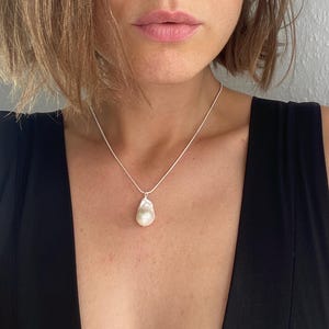 925 Silver Genuine Freshwater Pearl Necklace, Birthday, Elegant Necklace, Baroque Pearl, Wedding, Bridesmaid Gift