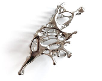 Chrome Haarklammer Silber – Große Haarspange – Claw Clip – Minimalistisch Tropfen tribal, y2k, Sommer, Geburtstagsgeschenk, Geschenk, grunge