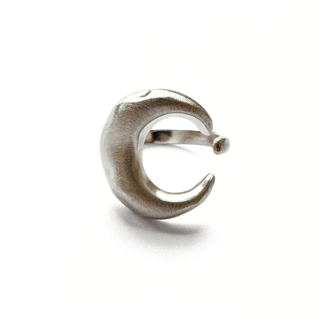 Silver Moon Rings 925 Sterling Silver Moon Ring, Brushed Ring, Siren, Fairy, Elf ...