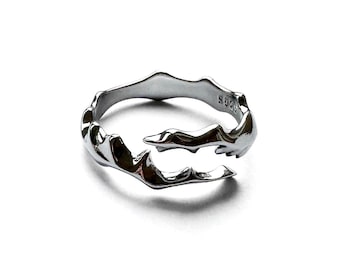 Dornen Stachel Ring, 925 Echt Silber Ring, offener Ring, Punk Ring, Retro, Geburtstag Geschenk, mystisch, Bold, Grunge, y2k