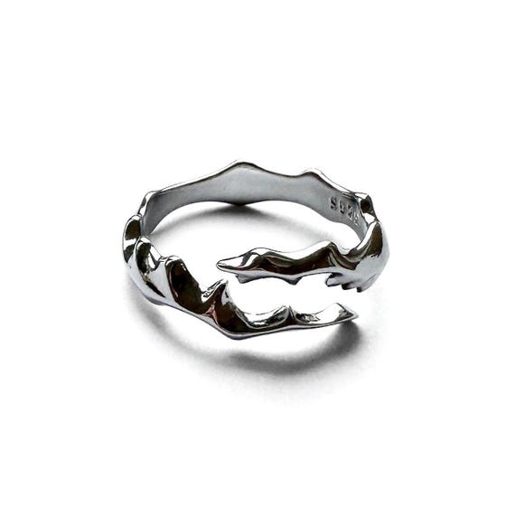 Dornen Stachel Ring, 925 Echt Silber Ring, offener Ring, Punk Ring, Retro, Geburtstag Geschenk, mystisch, Bold, Grunge, y2k
