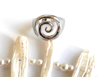 Anello a spirale in argento, anello a spirale, infinito, regalo di compleanno, mistico, audace, anello importante, grunge, Y2K, anello retrò, regalo di Natale