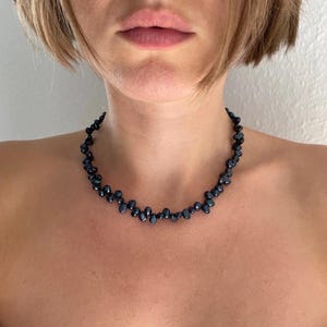 925 Silver Genuine Black Blue Freshwater Pearl Necklace, Birthday, Elegant Necklace, Baroque Pearl, Wedding, Bridesmaid Gift