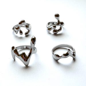 Tropfen y2k Chrome Silber Ring, Punk Ring, Geburtstag Geschenk, Bold, Statement Ring, Grunge, y2k, Retro Ring, Weihnachtsgeschenk