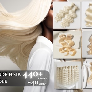 Foto stock di pacchetti di capelli grezzi / Immagini di extension di capelli umani / Kit per il branding di parrucche / Contenuti HD sui capelli per siti web e marketing