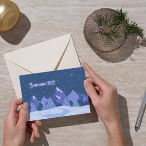 Carte de voeux "Bonne Année 2025" + enveloppe
