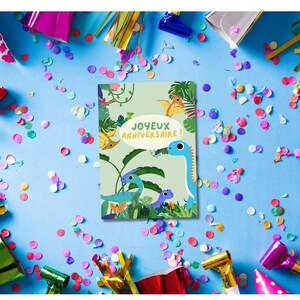 Carte d'anniversaire dinosaures + enveloppe