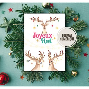 Carte de voeux numérique "Cerfs de Noël"