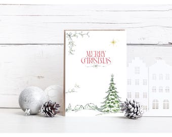Wenskaart &quot;Merry Christmas&quot; + envelop