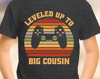 Leveled Up To Big Cousin Shirt and Bodysuit, Big Cousin Toddler Shirt, Matching Cousin Shirts, Baby Announcement Bodysuit, Cousins Gift