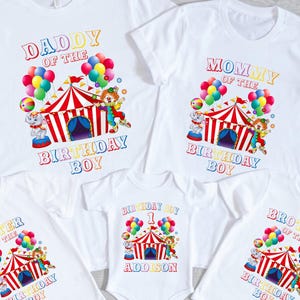 Carnival Birthday Family Shirt, Personalized Birthday Boy and Girl Tee, Custom Name & Age Circus Theme T-Shirt, Carnival Party Outfit