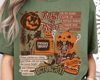 Vintage Halloween Collage Shirt, Spooky October 31 Graphic Tee, Retro Halloween Shirt, Spooky Season Ghost Tee, Halloween Horror Movie Shirt